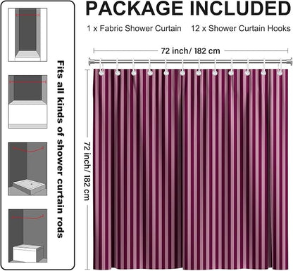 Modern Striped Shower Curtain 72x72, Elegant Classic Bathroom Decor | Vertical Pink and Purple Lines Bathroom Decor,Include Hooks,Waterproof Polyester Fabric,Abstract Geometric Shower Curtain