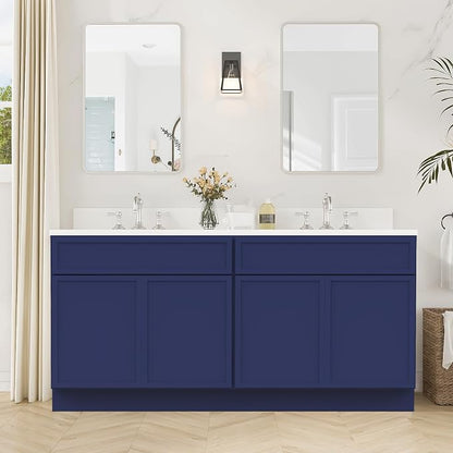 78 Inch Bathroom Vanity Base Only, Double Vanity Cabinet with Soft Closing Door, 2ea 39 inch Cabinet, Without Top,Blue