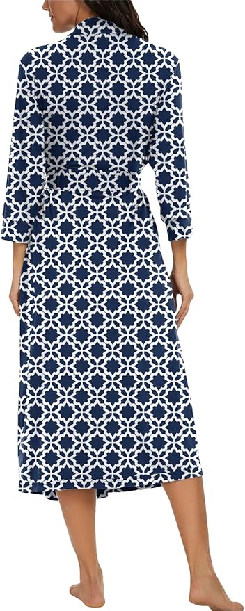VINTATRE Women Kimono Robes Long Knit Bathrobe Lightweight Soft Knit Sleepwear V-neck Casual Ladies Loungewear