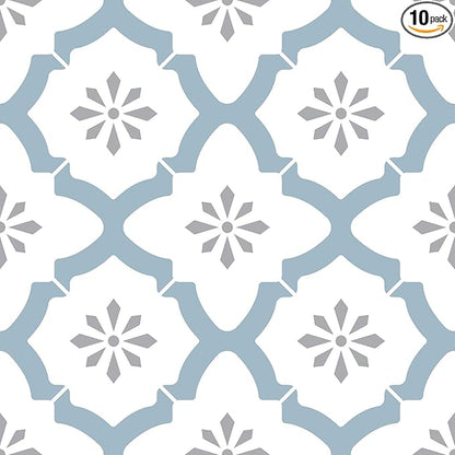 FloorPops FP2943 Alfama Peel & Stick Floor Tiles, Multicolor, Blue