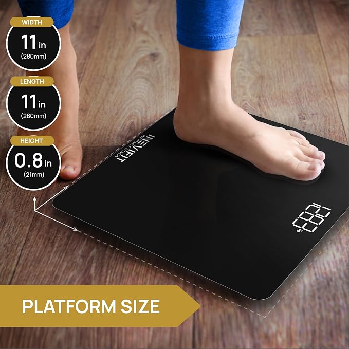 INEVIFIT Premium Bathroom Scale, Highly Accurate Digital Bathroom Body Scale, Measures Weight up to 400 lbs. Includes Batteries