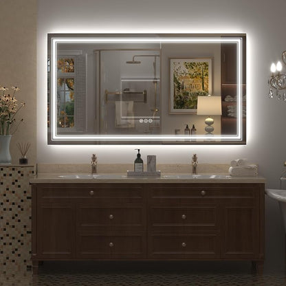 Led Bathroom Mirror 60x36 Inch | Large Dimmable Vanity Mirror with Lights, Backlit and Front Lit, Anti-Fog, Memory, ETL Listed (Horizontal/Vertical)
