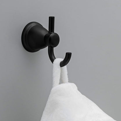 Franklin Brass Kinla 5-Piece Bathroom Set Matte Black 18" and 24" Towel Bar Racks, Toilet Paper Holder, Ring, Hook KIN5PC-MB