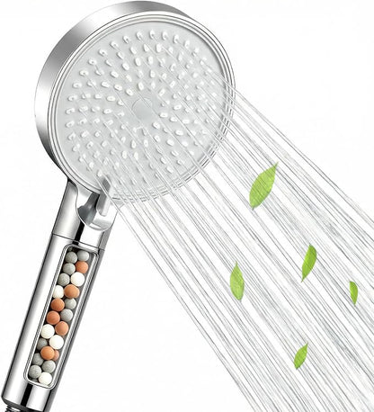 Filtered Shower Head with Handheld High Pressure 3 Spray Mode Showerhead | Detachable Shower Head Water Softener Filters Beads for Hard Water Remove Chlorine (Chrome)