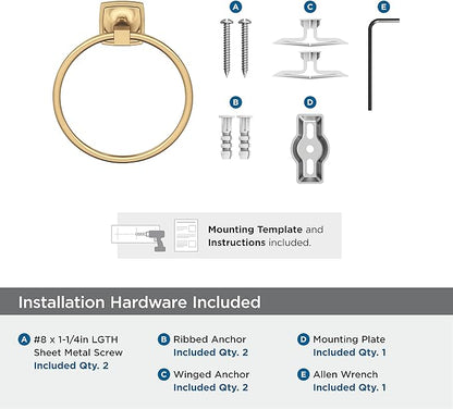 Amerock BH36092CZ | Champagne Bronze Towel Ring | 7-9/16 in (192 mm) Length Towel Holder | Stature | Hand Towel Holder for Bathroom Wall | Small Kitchen | Bath Accessories