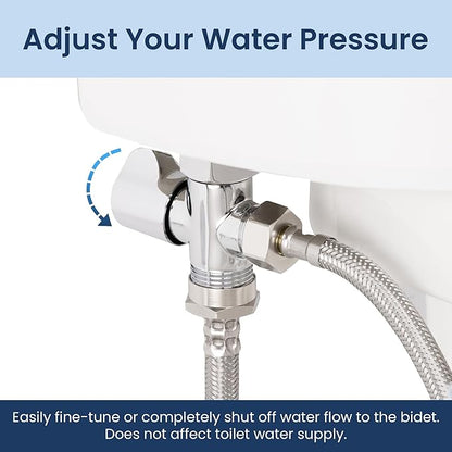 LUXE Bidet 7/8" x 7/8" x 1/2" Shut-Off Valve T-Adapter for Bidets, Compatible with NEO Series Bidet Attachments (Winged, Chrome Finish)