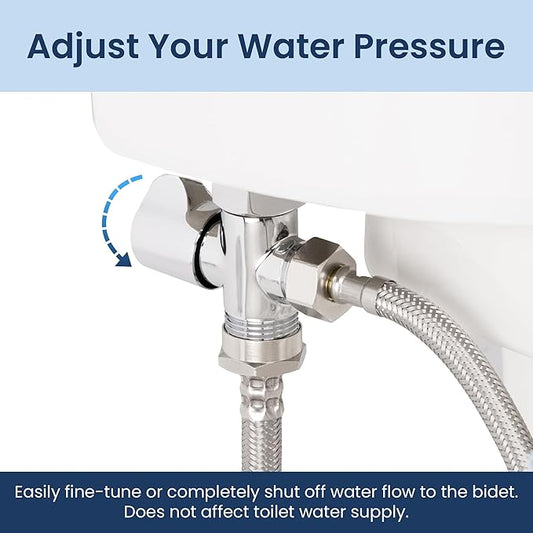 LUXE Bidet 7/8" x 7/8" x 1/2" Shut-Off Valve T-Adapter for Bidets, Compatible with NEO Series Bidet Attachments (Winged, Chrome Finish)