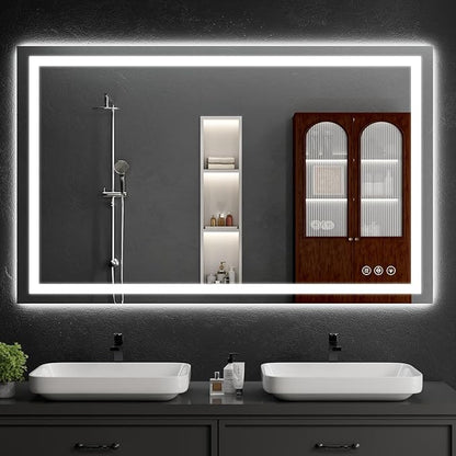 LED Bathroom Mirrors 36"x50" Bathroom Mirror with Lights for Wall, Backlit + Front Lit, 3 Colors, Anti-Fog, Dimmable Brightness for Vanity,Bathroom, Entryway, Living Room