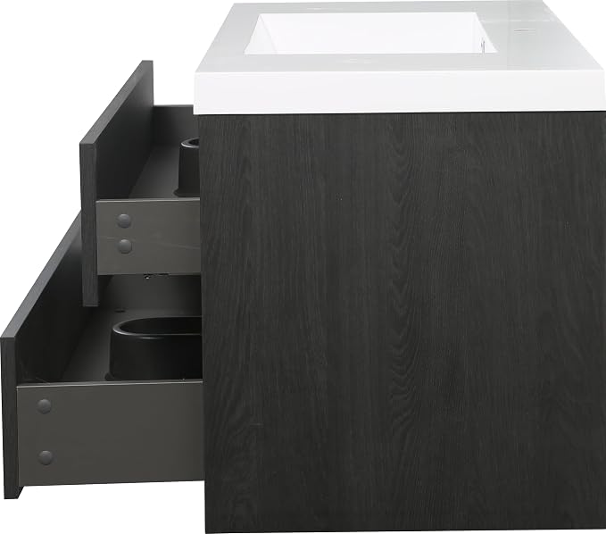 42" Floating Bathroom Vanity with Sink, Wall-Mounted Bathroom Storage Vanity Cabinet with Resin Top Basin and Soft Close Drawers, Fully Assembled, Espresso Wood