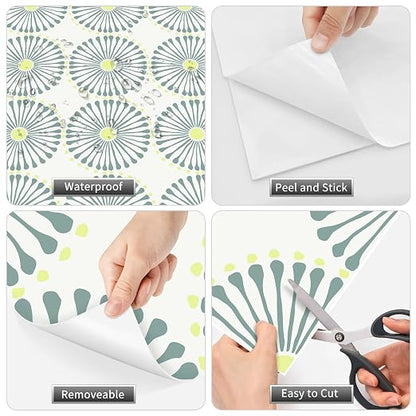 MORCART 20Pcs Peel and Stick Floor Tile, Vinyl Flooring, 7.87" x 7.87" Waterproof DIY Flooring for Bathroom, Kitchen, Fireplace, Pet House, Stairs, Bedrooms, Wall