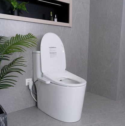 Aquatiz Elongated Smart Toilet Seat, Electronic Heated Toilet Seat, Self-Cleaning Nozzle, Temperature Controlled Wash, Air Dryer, Deodorizer, LED Light, Multi-mode Wash, (Panel Control)