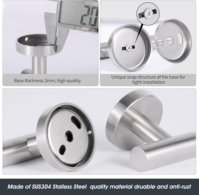 18 Piece Brushed Nickel Bathroom Hardware Set, Towel bar Set for Bathroom | 24 inch Silver Towel bar, Bathroom Towel Rack, Towel Ring, Toilet Paper Holder, Towel Hook, Bathroom Accessories Set