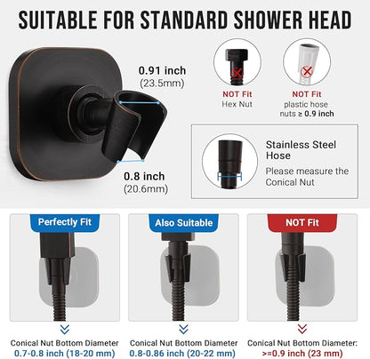 G-Promise Metal Handheld Shower Head Holder, No-Drill (Oil Rubbed Bronze) | Adhesive or Drilled Installation, Wide Adjustment Range Fits All Family Heights, Firmly Secure Showerhead, Easy to Install