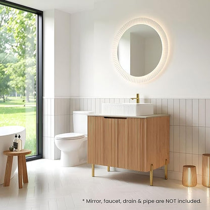 30" Modern Natural Oak Bathroom Vanity with Sink, Bathroom Storage Cabinet with 2 Soft Close Doors, Drain Assembly and Pipe NOT Included