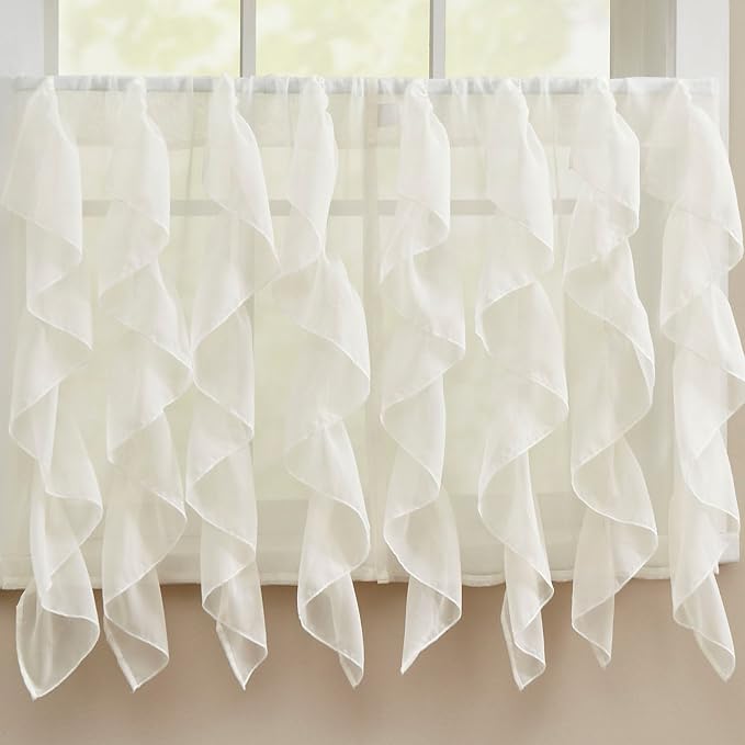 Sweet Home Collection Kitchen Window Tier, Swag, or Valance Curtain Treatment in Stylish and Unique Patterns and Designs for All Home Décor, 36", Sheer Ivory