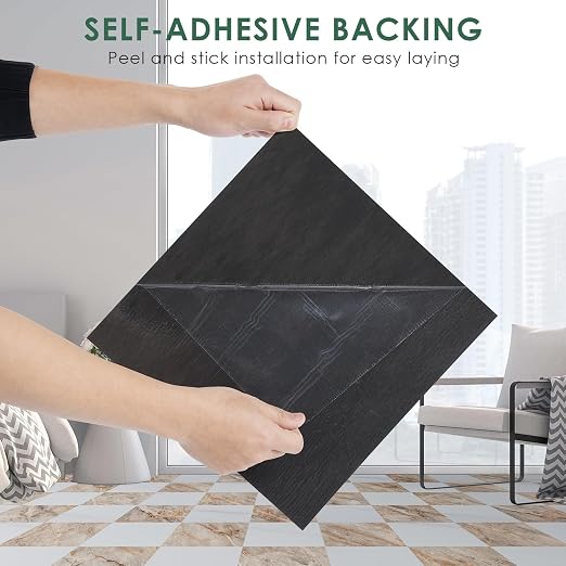VallisCo 30-Piece Peel and Stick Floor Tiles, 12x12 Covers 30 Sq. Ft. Waterproof Vinyl Flooring, Renter-Friendly Self-Adhesive Floor Stickers for Kitchen, Bathroom, Basement & Home DIY Marble Pattern