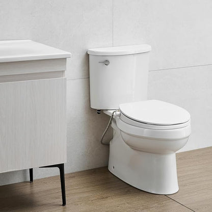Bidet Toilet Seat,Non-Electric Quiet-Close,Fits Round Toilets,Adjustable Water Pressure and Self-Cleaning Dual Nozzles