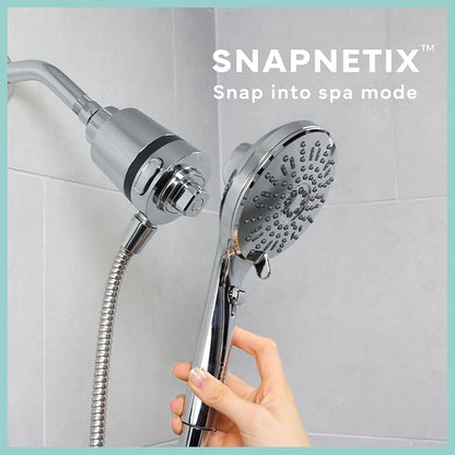 SEVENTY 5-Setting Magnetic Handheld Shower Head with Shower Filter and 59 Inch Hose in Chrome – Helps Reduce Chlorine and Impurities for Healthier Hair, Skin and Scalp, Easy to Install (12158)