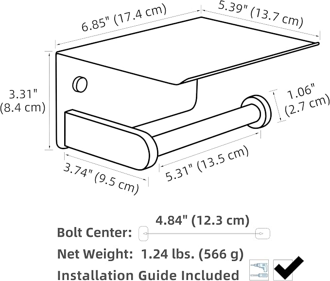 Toilet Paper Holder, Brushed Gold, 304 Stainless Steel | Wet Wipes & Air Freshener Storage, Space-Saving Design, Family Bath & Rental Apartment Use, Modern Bathroom Refresh