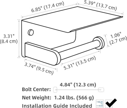 Toilet Paper Holder, Brushed Gold, 304 Stainless Steel | Wet Wipes & Air Freshener Storage, Space-Saving Design, Family Bath & Rental Apartment Use, Modern Bathroom Refresh