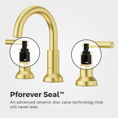 Pfister Capistrano Bathroom Sink Faucet, 8-Inch Widespread, 2-Handle, 3-Hole, NSF Certified, Brushed Gold Finish, LF049CSOBG