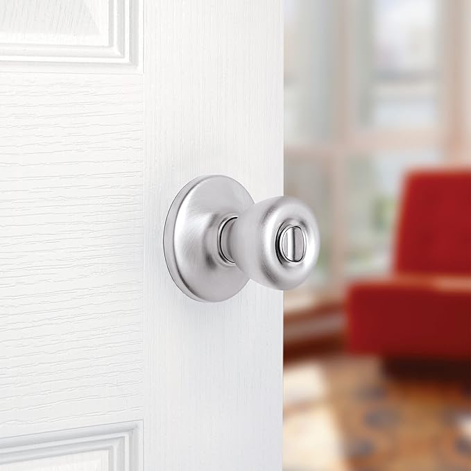 Kwikset 93001-871 Tylo Bed & Bath Knob in Satin Chrome (Pack of 2)