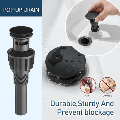 Black Bathroom Faucets 1 Hole Single Handle Bathroom Sink Faucet with Pop-up Drain and 3 Hole Sink Deck Plate Rv Lavatory Vessel Faucet Basin Mixer Tap