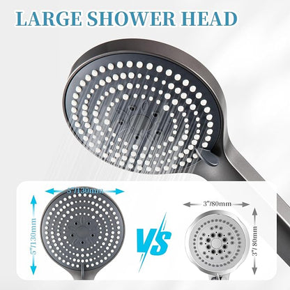 OFFO Handheld Shower Head, 6-Mode High Pressure Handheld Sprayer High Flow Large Powerful Boosting Handheld Showerhead for Low Water Pressure,Charcoal Grey