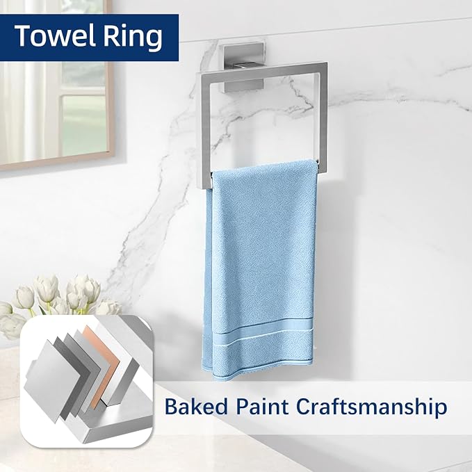 Gypie 24Inch Bathroom Accessory Set Wall Mounted, Brushed Nickel 5-Pieces | Stainless Steel Bathroom Hardware Set Towel Bar Set