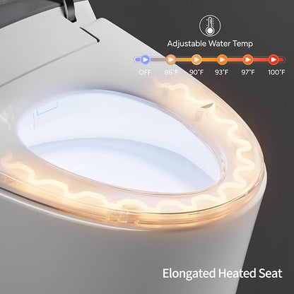 CANEST FC-001 Smart Bidet Toilet, Auto Open Close, 17" ADA Height, ECO Mode | Toilet with Bidet Built in, 1000g MaP Dual Flush, Instant Warm Water, Elongated Heated Seat, Night Light, Deodorization