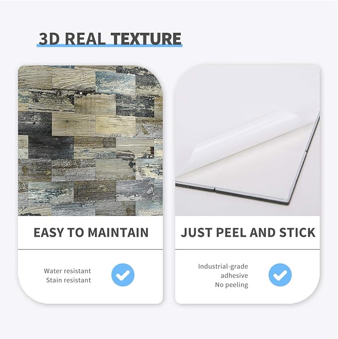 Art3d 5-Sheet (Pack of 5) Wall Panel Rustic Wood, Rustic Baywood