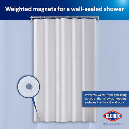 Clorox Shower Curtain Liner, Premium Medium-Weight Durable Waterproof 6g PEVA for Bathroom with Weighted Magnets, Extra Long 72" x 84", Frosty 1 Pack