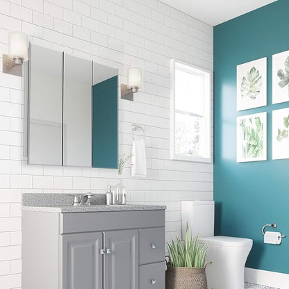 36 Inch Cyprus Bathroom Medicine Cabinet, Durable Pre-Assembled Wall Mounted Cabinet w/Frameless Mirrored Doors, White – Design House, 597500