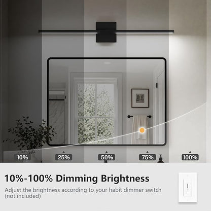 Black Bathroom Vanity Light, 31 Inch LED Light Bar Over Mirror | Modern Bathroom Light Fixture Over Mirror for Vanity, 360° Rotatable Dimmable LED Wall Mounted Lighting, ETL Certified