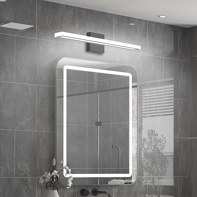 24inch Black LED Bathroom Vanity Light Bar 18W Modern Bath Light Fixture Over Mirror Vanity Light Cool White 6000K