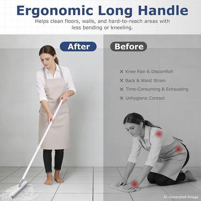 IVYROLL Grout Brush with Long Handle, Floor Cleaning Scrubber | with Stiff Bristles for Tile Line, Shower, Crevice, Bathroom, Kitchen and Hard-to-Reach Corners