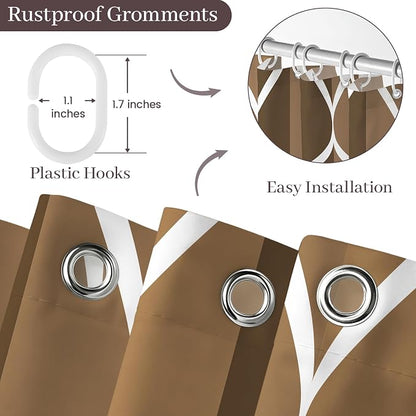 Gelbchu Geometric Shower Curtain for Bathroom, Brown, 72x72 | with Hooks, Premium Polyester, Quick Dry, Water Repellent, Machine Washable, Rustproof Grommets, Modern Minimalist
