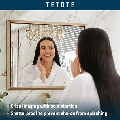 TETOTE 72 x 36 Inch Large Gold Vanity Mirror for Bathroom Sink Wall Mounted Brushed Gold Rectangle Stereo Beveled Framed Shatterproof Mirror Modern Home Living Room Decorative, Horizontal/Vertical