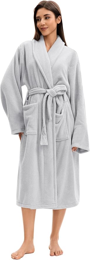 Soft Robe For Women，Warm Plush Bath Robes Female，Spa Towel After Shower Lightweight Long Bathrobe