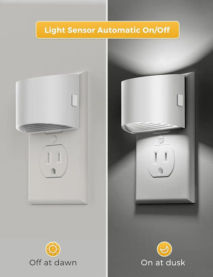 L LOHAS LED Night Lights Plug into Wall, Dimmable Night Light 2 Pack | Plug in Night Light with 3 Level Brightness, 5000K Daylight, White Housing