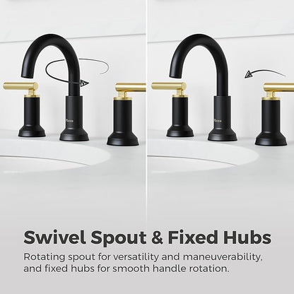 Pfister Capistrano Bathroom Sink Faucet, 8-Inch Widespread, 2-Handle, 3-Hole, NSF Certified, Matte Black and Brushed Gold Finish, LF049CSOBBG