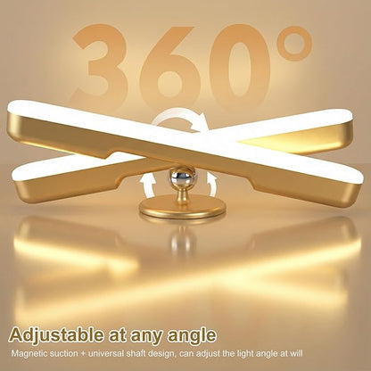 Benreom 2 Pack Wireless Vanity Lights for Mirror, Magnetic LED Bars, Gold | Rechargeable with Adjustable Color, Brightness and Angle for Makeup Mirrors, Bathrooms and Renter-Friendly Decor