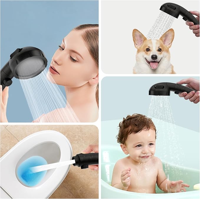 SINGSUO High Pressure Handheld Shower Head,On Off Switch(Oil Rubbed Bronze) | , Detachable Shower Head, 3 Spray Modes Shower Massager Handheld with Hose and Adjustable Angle Bracket