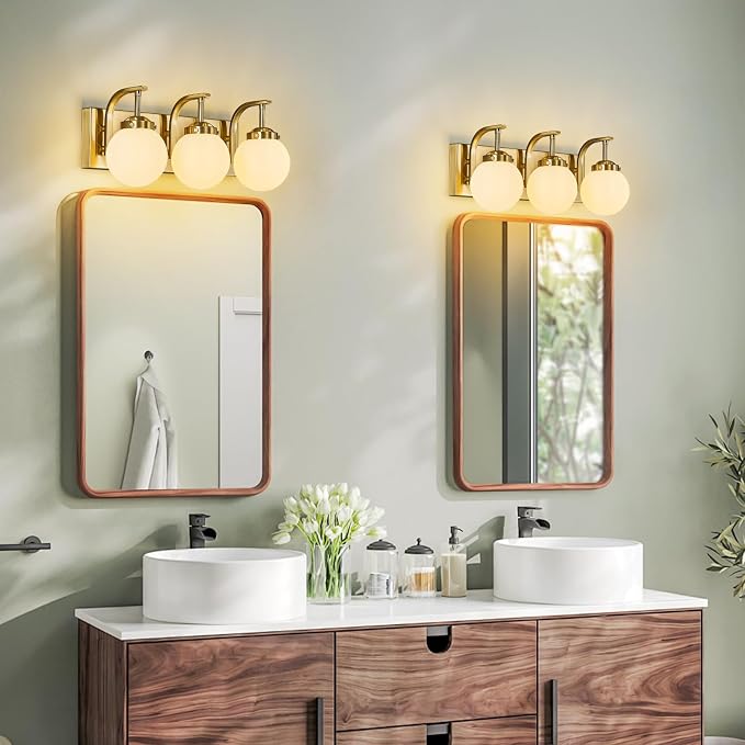 3 Lights Bathroom Vanity Light Fixtures Over Mirror Modern Gold Wall Sconce Vanity Light for Bathroom Lighting