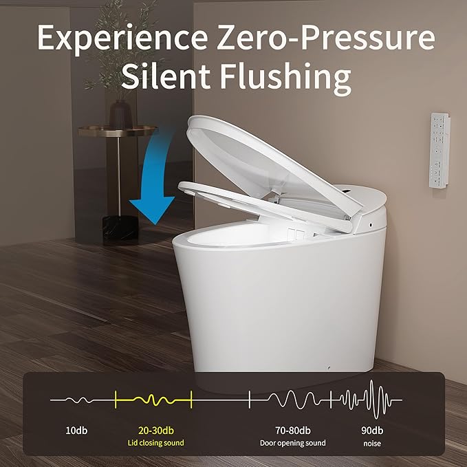Smart Toilet with Bidet Built in, Elongated Japanese Toilet with Powerful Flusht, Heated Bidet ADA Comfort Height, Dryer, Deodorizer, Night Light