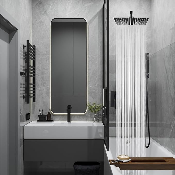 Midanya Shower Faucet Set,Wall Mount Shower System with Square Rain Shower Head and Hand Sprayer, Rough-in Valve Body and Trim Kit Included,16 Inch,Oil Rubbed Bronze