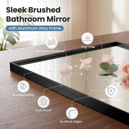 DUMOS 30"x36" Wall Mirror, Bathroom Mirrors for Over Sink, Black | Tempered Glass & Anti Rust Metal Frame, Decor for Entryway, Living Room, Bathroom, Vanity