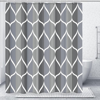 Gelbchu Geometric Shower Curtain for Bathroom, Gray Blue, 72x72 Inch | with Hooks, Premium Polyester, Quick Dry, Water Repellent, Machine Washable, Rustproof Grommets, Modern Minimalist