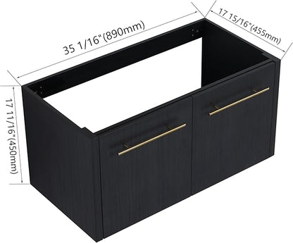 36 Inch Floating Bathroom Vanity,36" Bathroom Vanity Cabinet,Modern Vanity Without Sink,Black Wall Mounted Cabinet(Sink Basin Not Included)