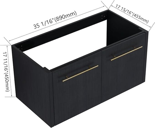 36 Inch Floating Bathroom Vanity,36" Bathroom Vanity Cabinet,Modern Vanity Without Sink,Black Wall Mounted Cabinet(Sink Basin Not Included)